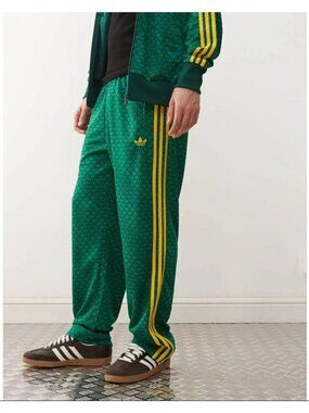 adidas Originals Firebird Green All Over Monogram Track Pants Size Large KD0396